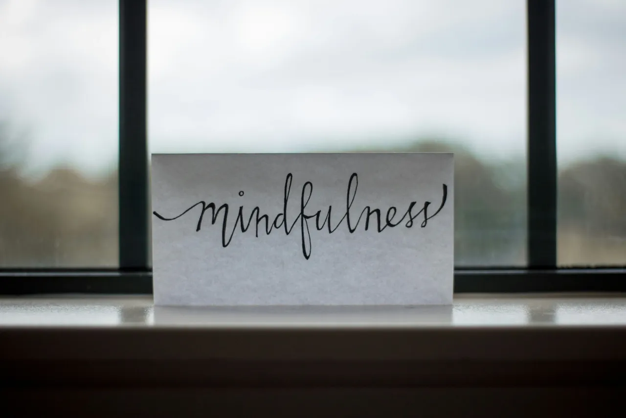 Mindfulness card on window sill