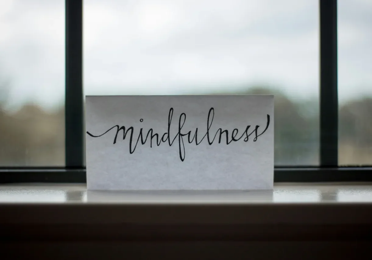 Mindfulness card on window sill